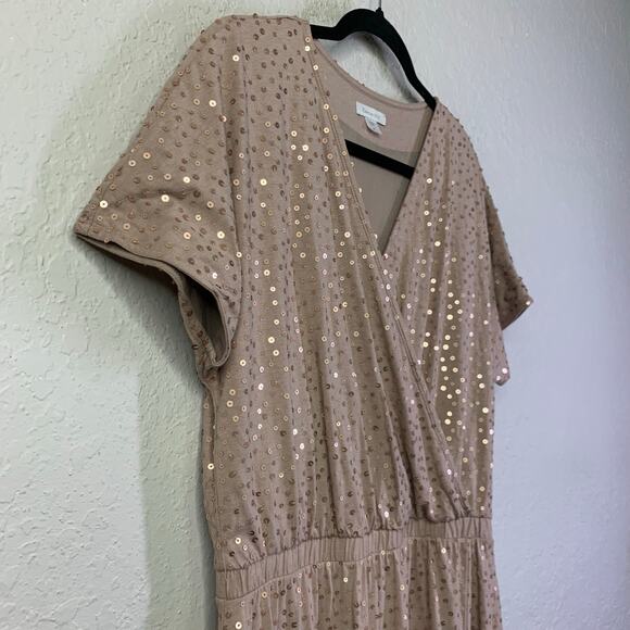 GARNET HILL Dress‎ Medium Knit Maxi Sequin Crossover Bust Elastic Waist Leg Slit - Picture 7 of 14